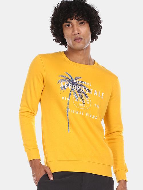 mustard chest print sweatshirt - 17572751 - Standard Image - 1