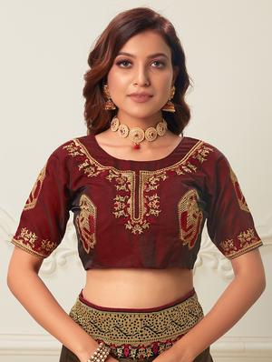 lace bordered embroidered saree with blouse - 17572964 - Standard Image - 3