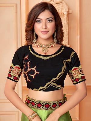 lace bordered embroidered saree with blouse - 17572971 - Standard Image - 3