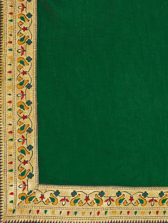 solid bordered saree with blouse - 17572980 - Zoom Image - 4
