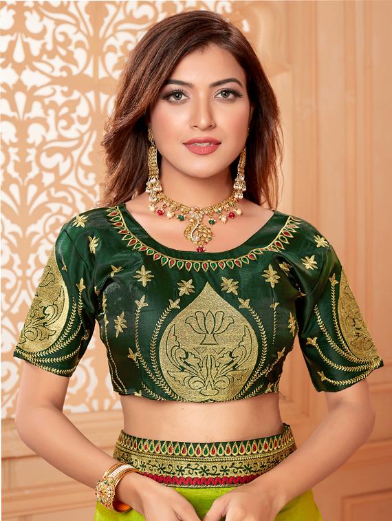solid bordered saree with blouse - 17573001 - Zoom Image - 3