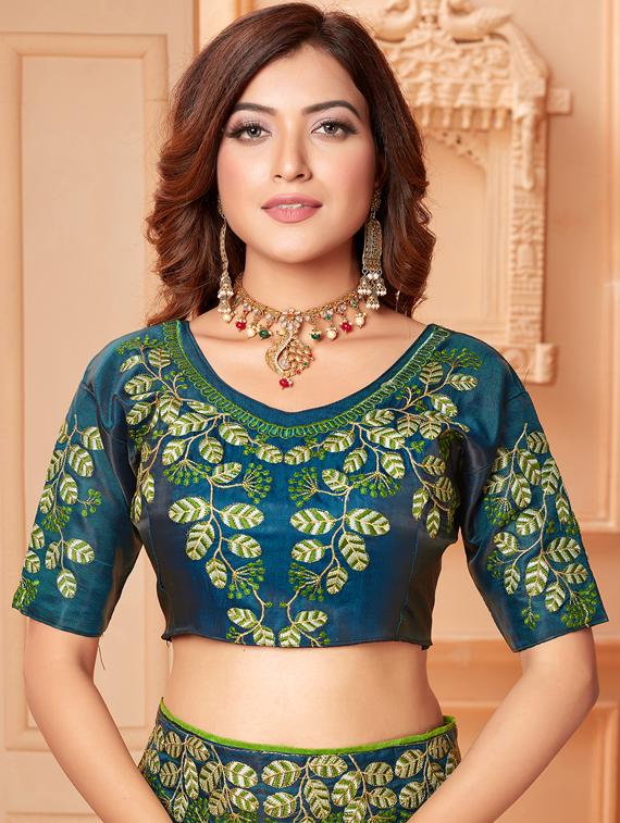 solid bordered saree with blouse - 17573018 - Zoom Image - 3