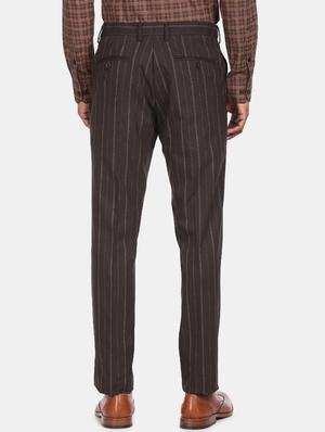 brown striped flat front formal trouser - 17573024 - Standard Image - 3