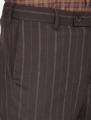 brown striped flat front formal trouser - 17573024 - Standard Image - 5