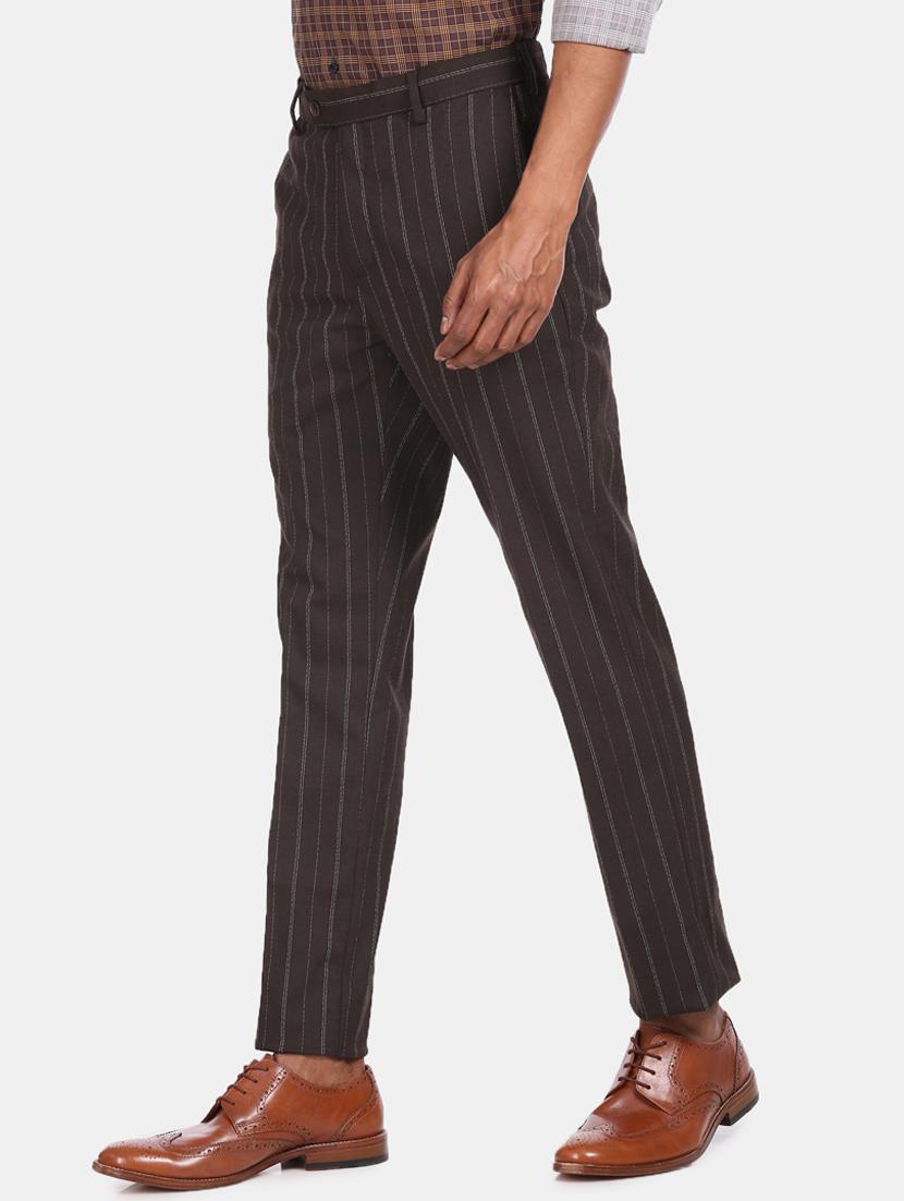 brown striped flat front formal trouser - 17573024 - Zoom Image - 2