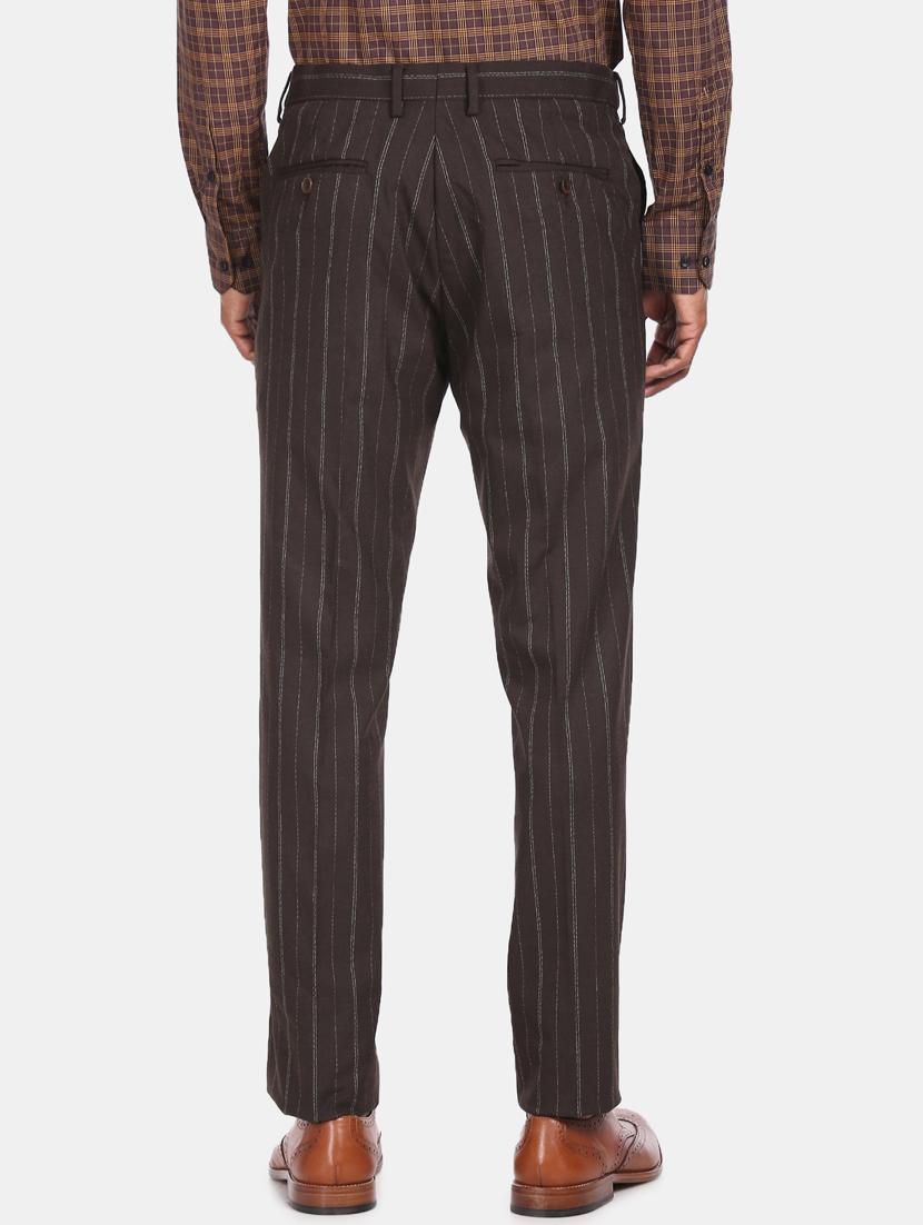 brown striped flat front formal trouser - 17573024 - Zoom Image - 3