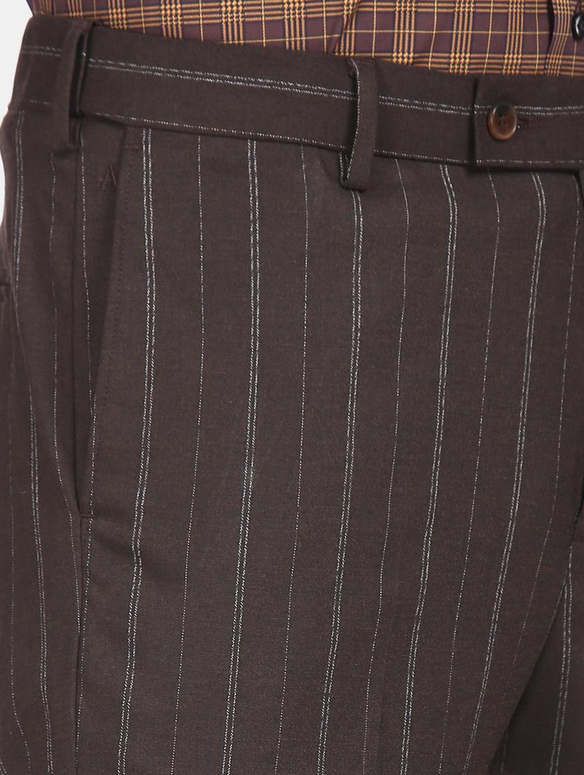 brown striped flat front formal trouser - 17573024 - Zoom Image - 5