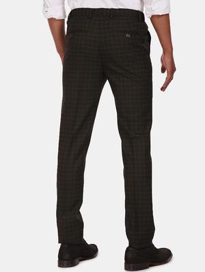 brown checkered flat front formal trouser - 17573034 - Standard Image - 3