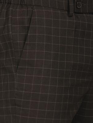 brown checkered flat front formal trouser - 17573034 - Standard Image - 5