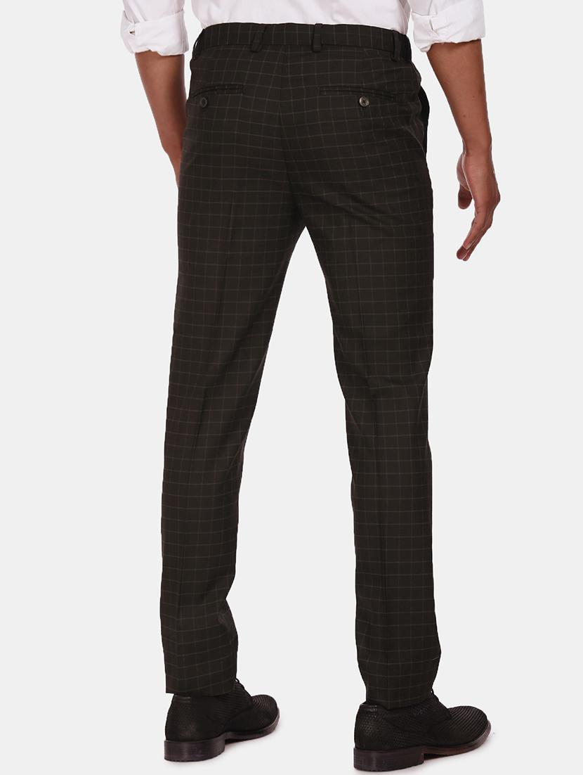 brown checkered flat front formal trouser - 17573034 - Zoom Image - 3