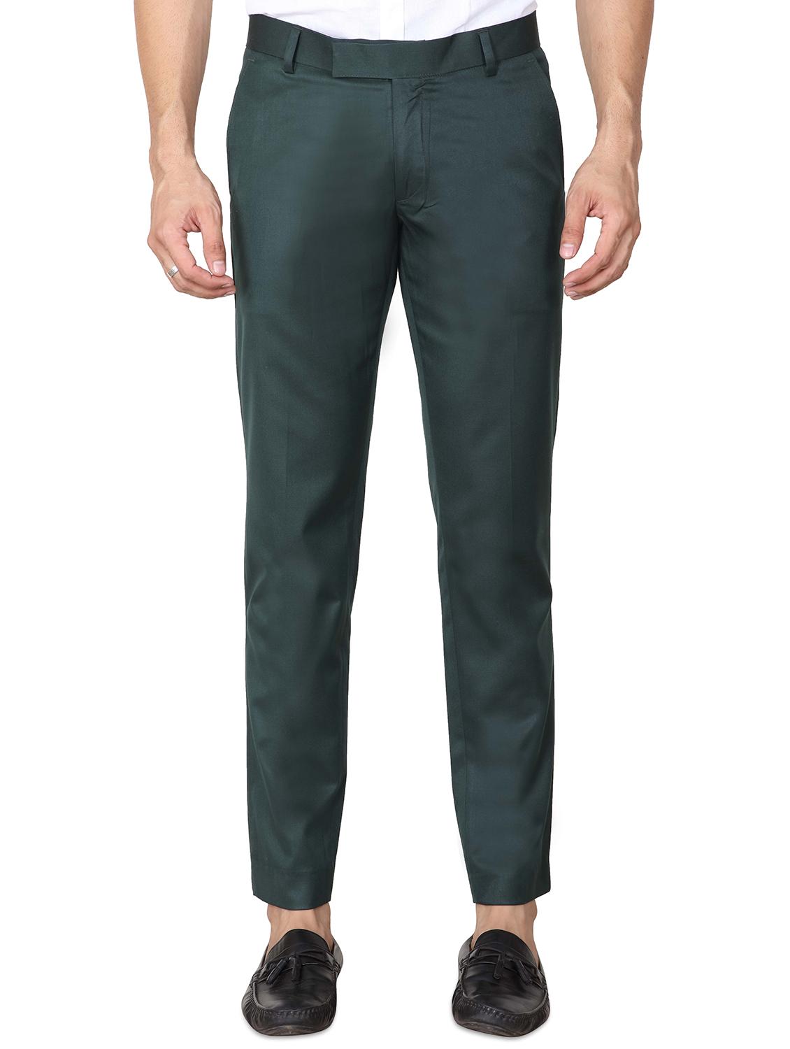 green solid flat front trousers formal trouser - 17573036 - Zoom Image - 1