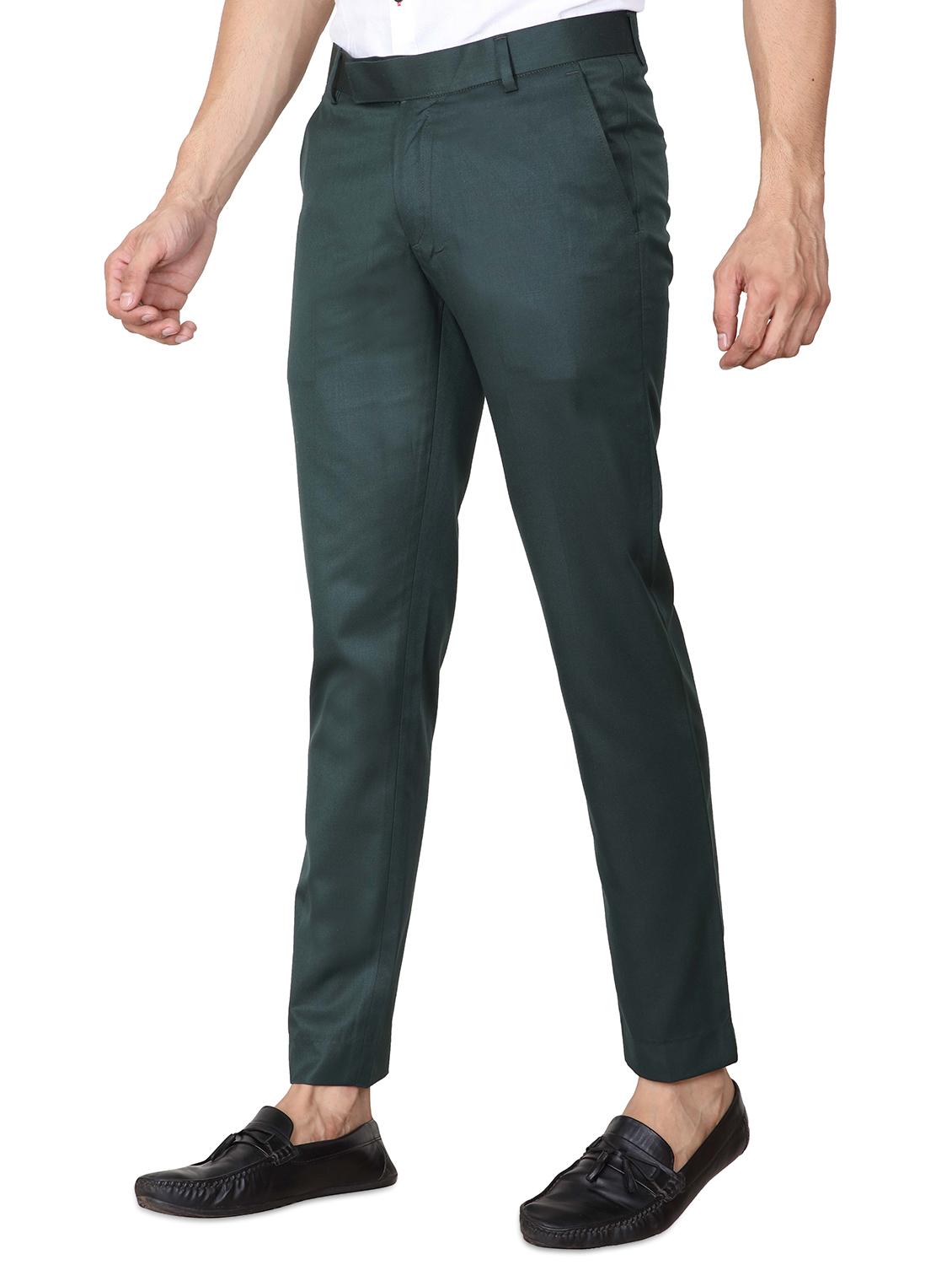 green solid flat front trousers formal trouser - 17573036 - Zoom Image - 2