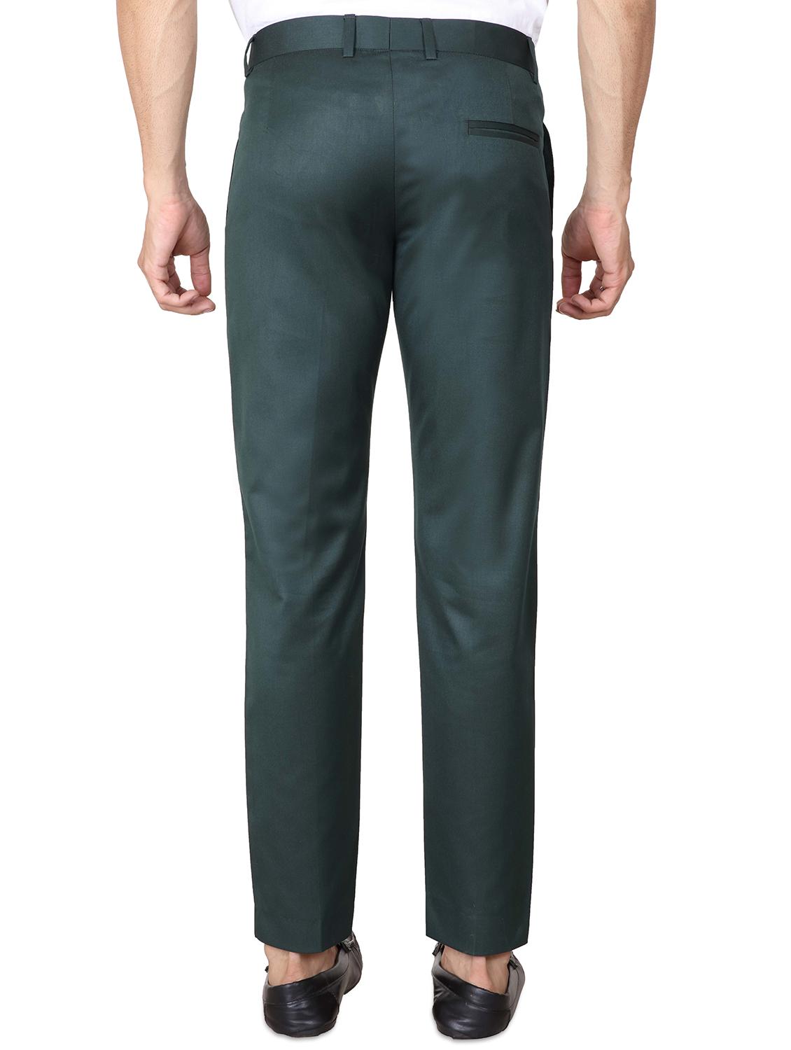 green solid flat front trousers formal trouser - 17573036 - Zoom Image - 3