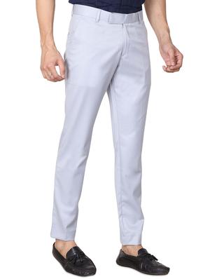grey solid flat front formal trouser - 17573037 - Standard Image - 2