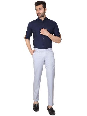 grey solid flat front formal trouser - 17573037 - Standard Image - 4