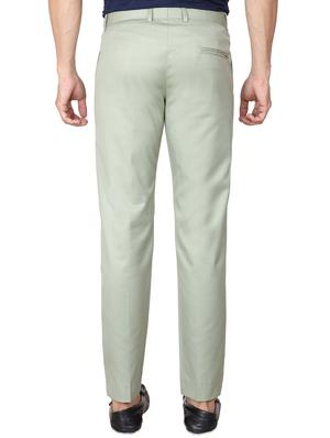 olive green solid flat front formal trouser - 17573039 - Standard Image - 3