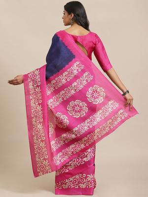 block printed saree with blouse - 17573062 - Standard Image - 2