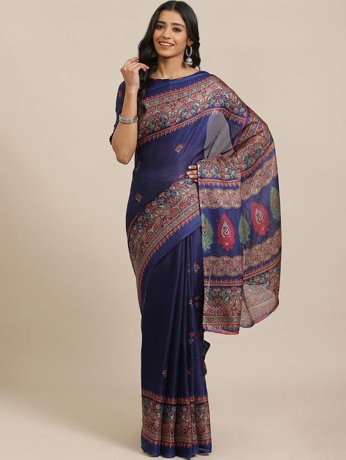 paisley printed saree with blouse - 17573070 - Standard Image - 1