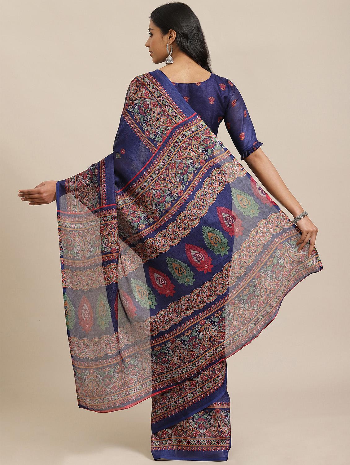 paisley printed saree with blouse - 17573070 - Zoom Image - 2