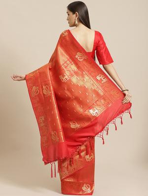 jacquard woven saree with blouse - 17573099 - Standard Image - 2