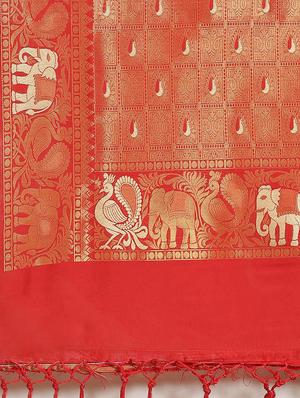 jacquard woven saree with blouse - 17573099 - Standard Image - 4