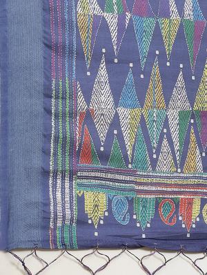 geometric printed saree with blouse - 17573112 - Standard Image - 4