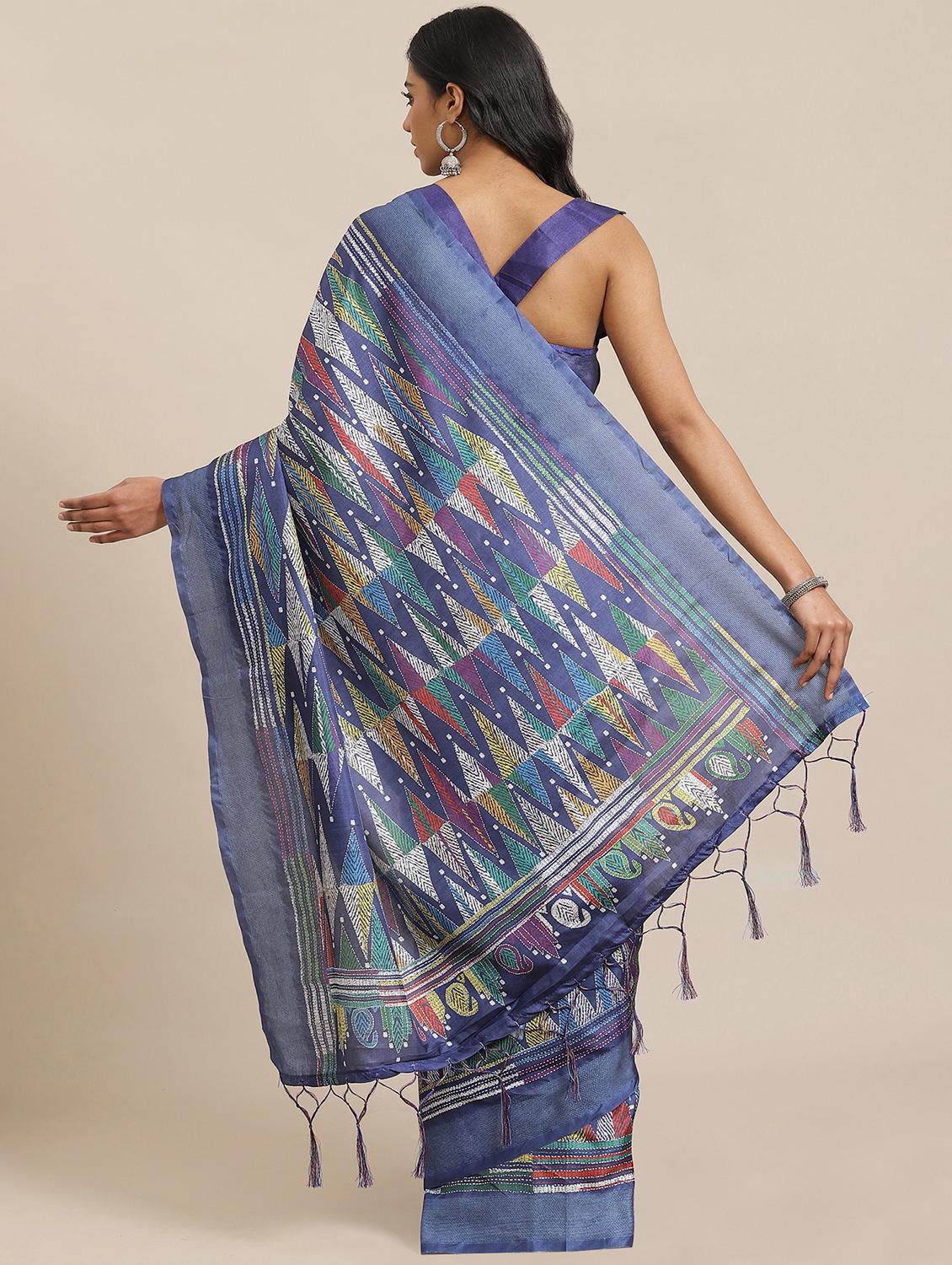 geometric printed saree with blouse - 17573112 - Zoom Image - 2