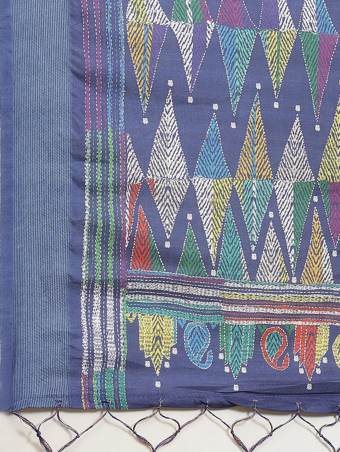geometric printed saree with blouse - 17573112 - Zoom Image - 4