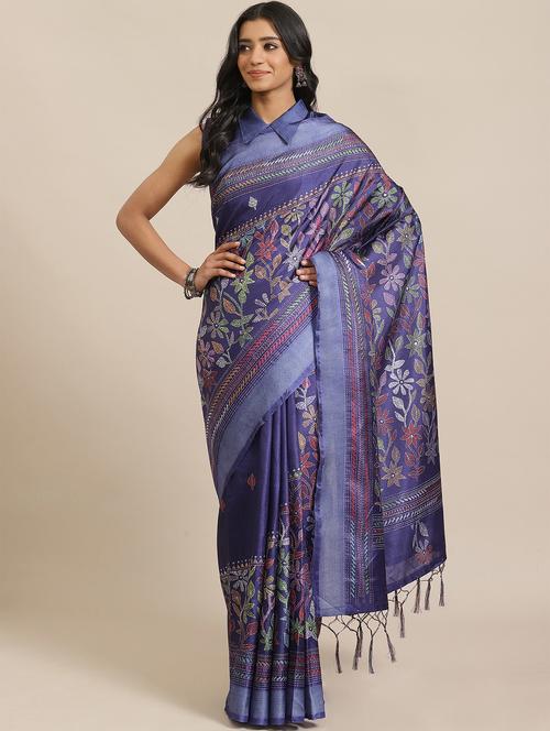 floral printed saree with blouse - 17573128 - Standard Image - 1