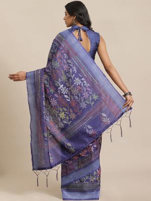 floral printed saree with blouse - 17573128 - Standard Image - 2