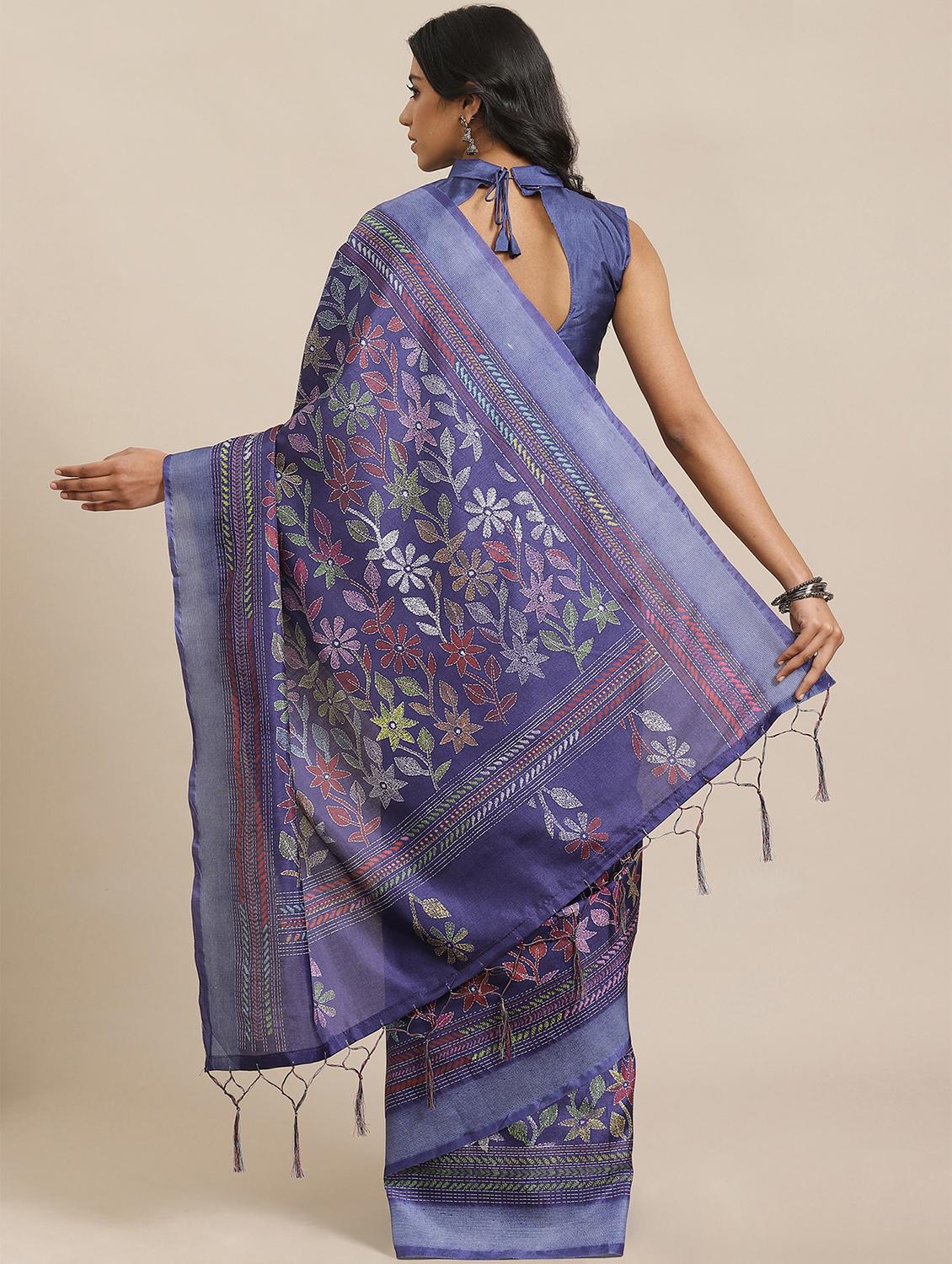 floral printed saree with blouse - 17573128 - Zoom Image - 2