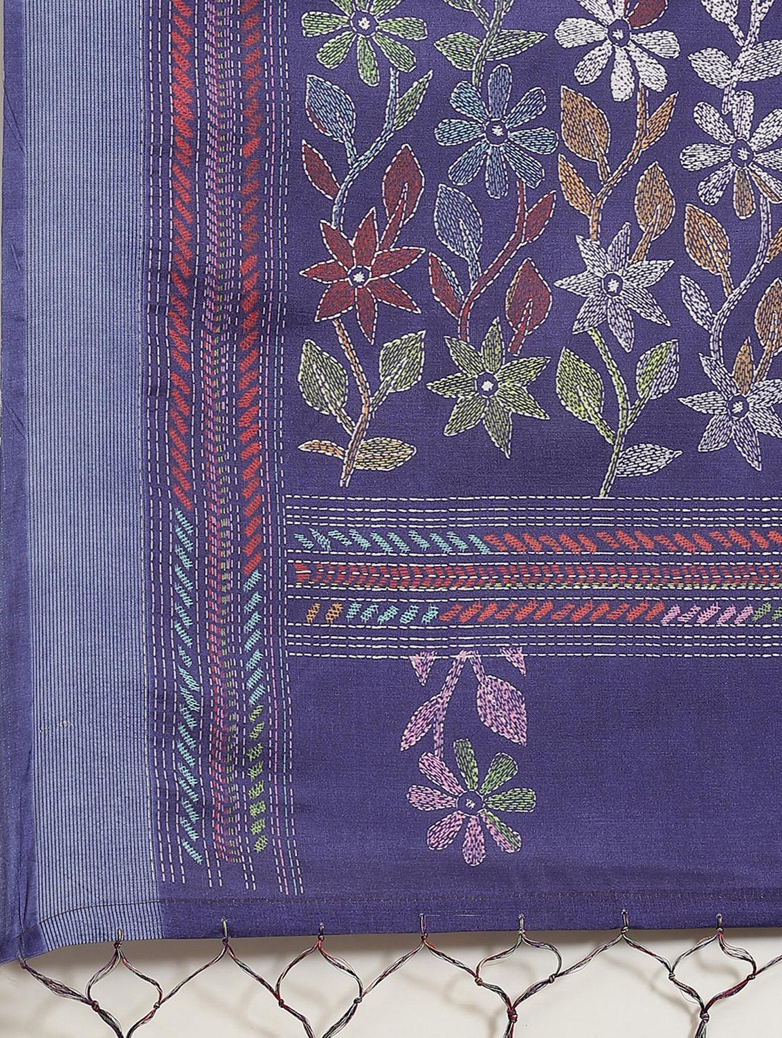 floral printed saree with blouse - 17573128 - Zoom Image - 4