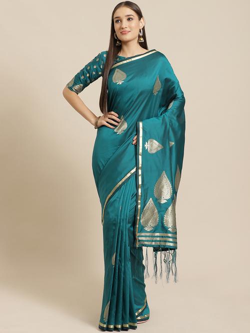 jacquard woven saree with blouse - 17573163 - Standard Image - 1