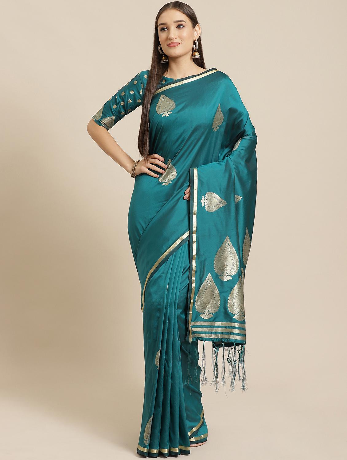 jacquard woven saree with blouse - 17573163 - Zoom Image - 1