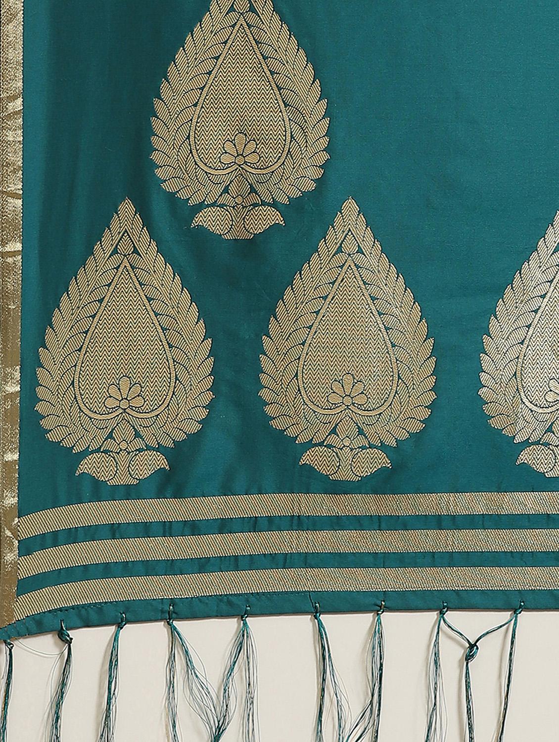 jacquard woven saree with blouse - 17573163 - Zoom Image - 4