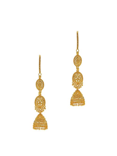 gold brass jhumka earring - 17573429 -  Standard Image - 0