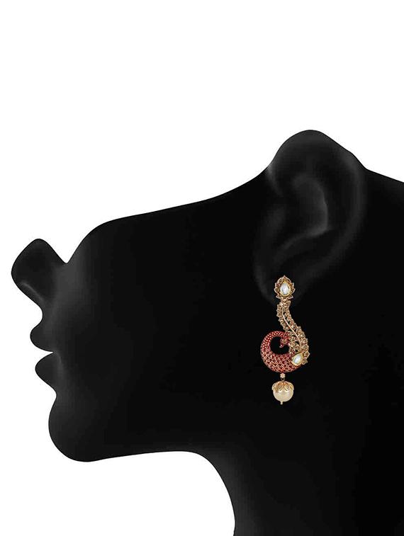 red metal drop earring - 17573607 - Zoom Image - 2