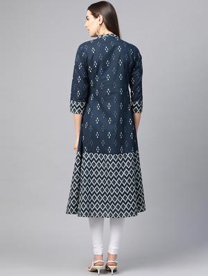 printed a-line kurta - 17573634 - Standard Image - 3
