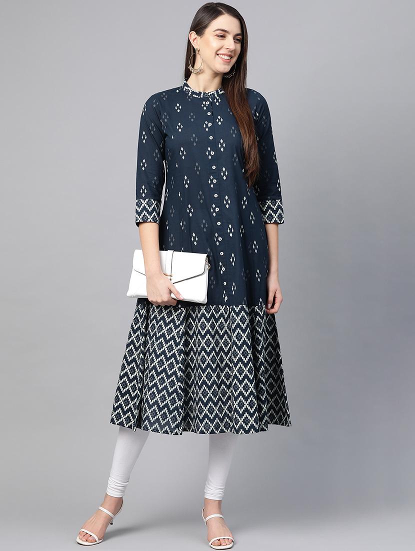 printed a-line kurta - 17573634 - Zoom Image - 4