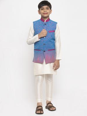 blue cotton kurta sets kurtas & set - 17573636 - Standard Image - 4