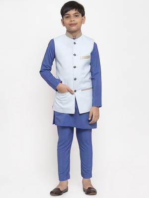 festive wear kurta set with nehru jacket - 17573650 - Standard Image - 4