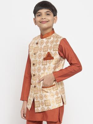 festive wear kurta set with nehru jacket - 17573651 - Standard Image - 2