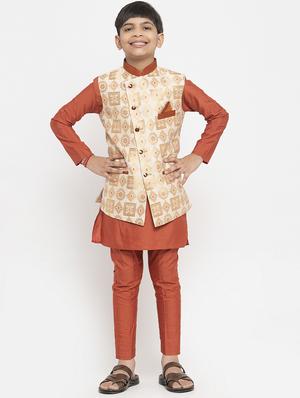 festive wear kurta set with nehru jacket - 17573651 - Standard Image - 4