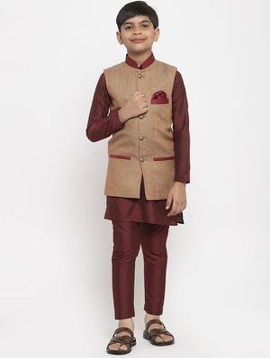 festive wear kurta set with nehru jacket - 17573652 - Standard Image - 4
