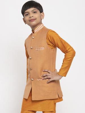 festive wear kurta set with nehru jacket - 17573658 - Standard Image - 2