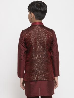 festive wear kurta set with nehru jacket - 17573668 - Standard Image - 3