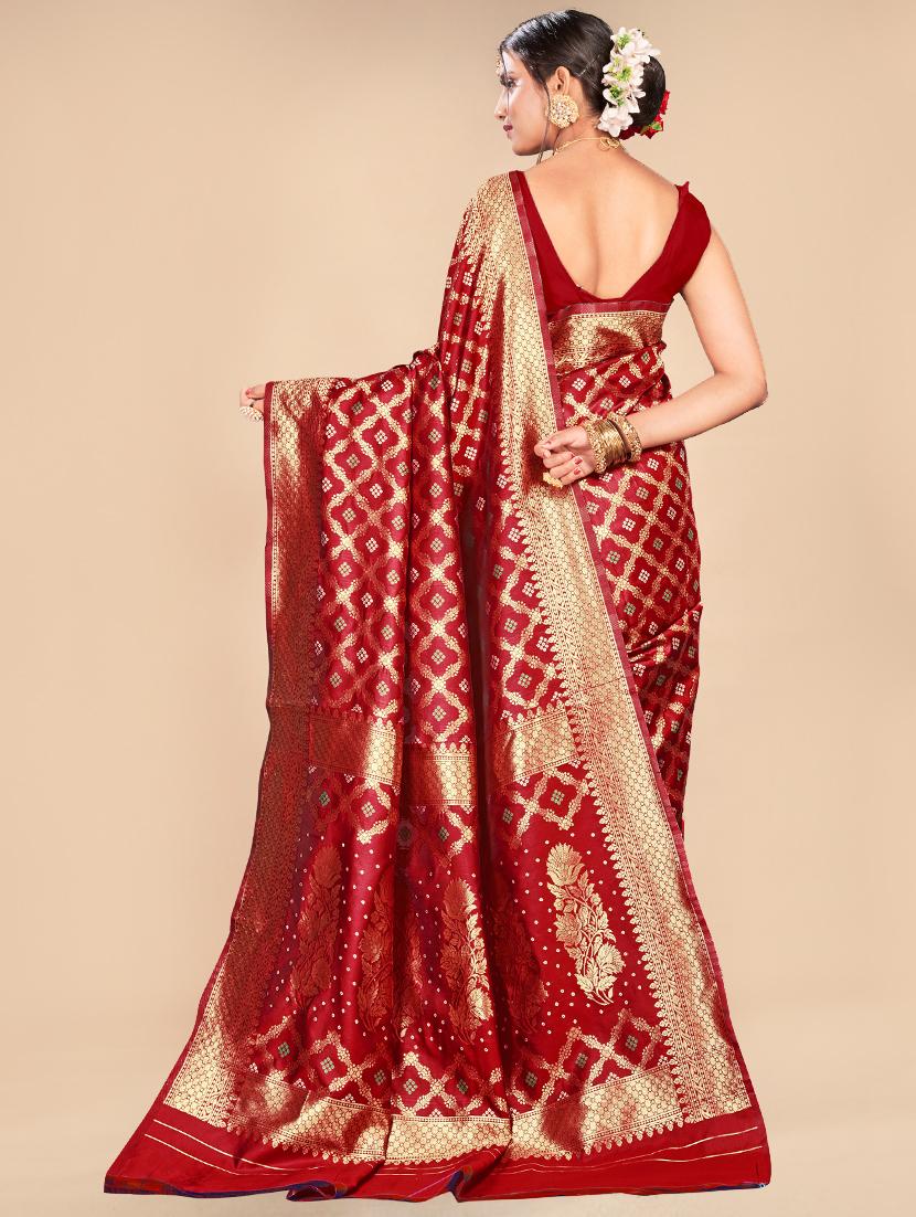 jacquard banarasi saree with blouse - 17573674 - Zoom Image - 2