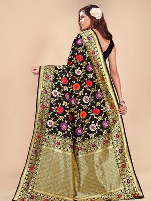 jacquard banarasi saree with blouse - 17573675 - Standard Image - 2