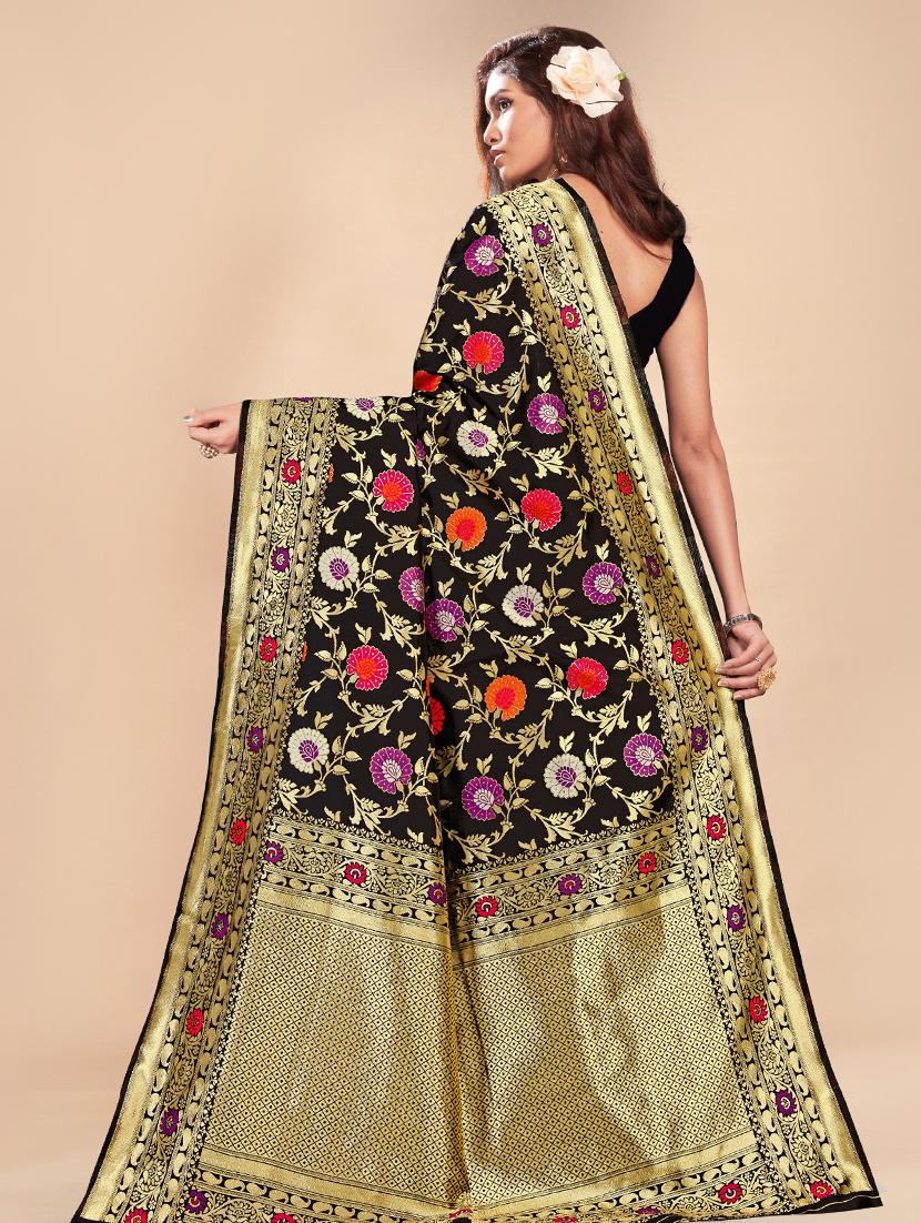 jacquard banarasi saree with blouse - 17573675 - Zoom Image - 2