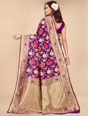 jacquard banarasi saree with blouse - 17573679 - Standard Image - 2